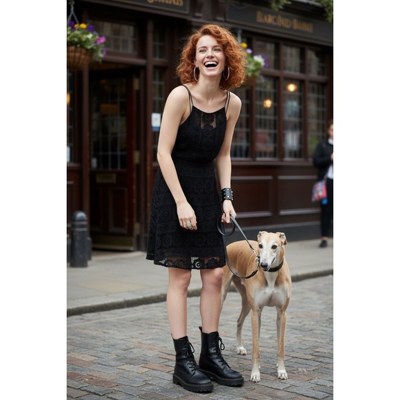 Free People Dresses & Skirts - Witchy Whimsigoth Free People Black‎ Lace Spaghetti Strap Dress Gothic